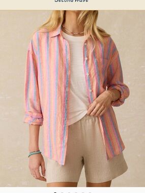 Faherty Laguna Linen Stripe button down NWT